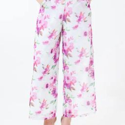 Zink London White Printed Flared Pants-picture-5