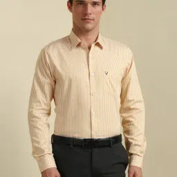 Allen Solly Yellow Cotton Slim Fit Striped Shirt-picture-22