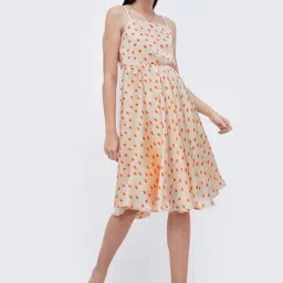 Code by Lifestyle Beige & Orange Printed A Line Dress image 4