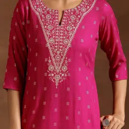 Libas Pink Straight Fit Embroidered Kurta image 5