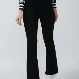 Van Heusen Black Mid Rise Trousers image 1