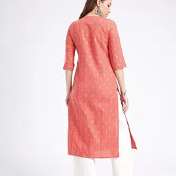 Anouk Rustic V-Neck Floral Printed Striped Straight Kurta image 2