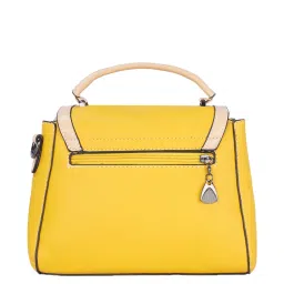Luvoksi Yellow & Beige Solid Medium Handbag image 3