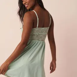 La Vie En Rose Green Lace Work Chemise image 2