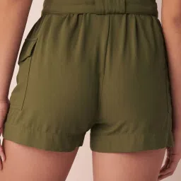 La Vie En Rose Green High Waist Cargo Shorts image 2