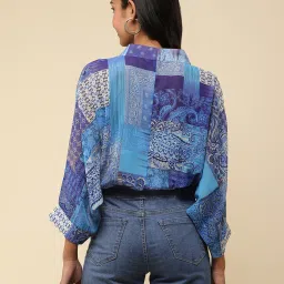 aarke Ritu Kumar Blue Printed Crop Top With Camisole image 2