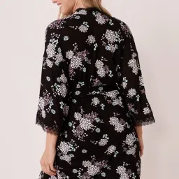 La Vie En Rose Black Floral Print Robe image 2