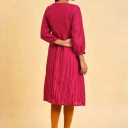 W Pink Embroidered A Line Kurta image 2