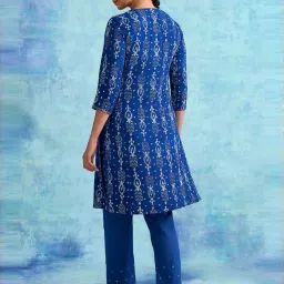 Folksong by W Blue Printed Straight Kurti image 2