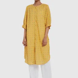Fabindia Yellow Cotton Printed Straight Kurta-image-39