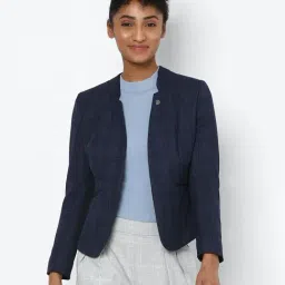 Solly by Allen Solly Navy Checks Blazer-image-55