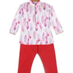 VASTRAMAY SISHU White & Pink Cotton Printed Kurta Set-picture-34