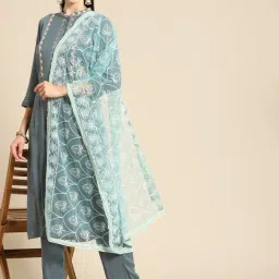 Saadgi Sea Green Embroidered Dupatta-picture-19