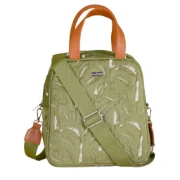 Nestasia High-Quality Insulated Velvet Green Lunch Bag With Adjustable Shoulder Strap & Handles image 2