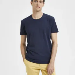 SELECTED HOMME Navy Regular Fit Crew T-Shirt-image-14