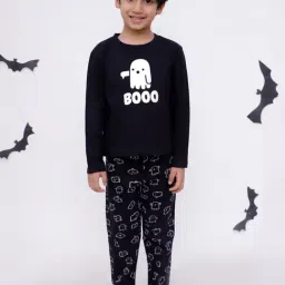 The Mom Store Kids Black Cotton Printed Nightsuit - Pack of 2-picture-24