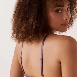 La Vie En Rose Purple Lace Work Demi Cup Bra image 2