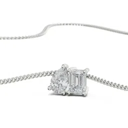 EMORI 18k (750) White Gold Pear Emerald Lab Grown Diamond Necklace & Earring Set image 2