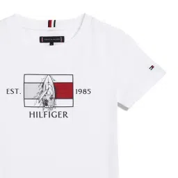 Tommy Hilfiger Kids White Applique Regular Fit T-Shirt image 3