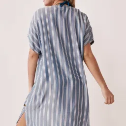 La Vie En Rose Powder Blue Striped Beachwear Dress image 2