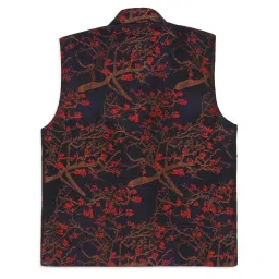 AJ Dezines Kids Navy & Red Floral Print Waistcoat image 2