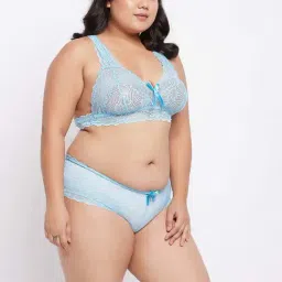 Secrets By ZeroKaata Blue Lace Work Bra Panty Set image 4