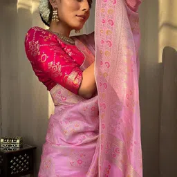 KSALIYA Pink Art Silk Sarees-picture-12