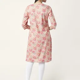 Rangmanch by Pantaloons Peach Cotton Printed Straight Kurta image 2