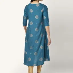 Rangmanch by Pantaloons Blue Printed High Low Kurta image 2