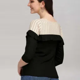 SELVIA Black & Beige Printed Top image 2