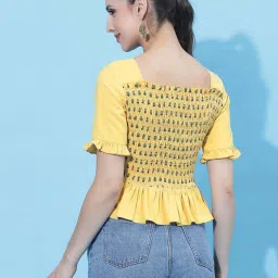 SELVIA Yellow Printed Top image 2