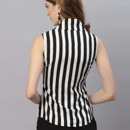 SELVIA Black & White Striped Top image 2