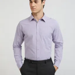 Raymond Purple Cotton Slim Fit Checks Shirt-picture-21
