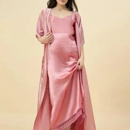The Kaftan Company Pink Regular Fit Night Dress-picture-0