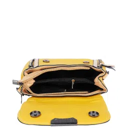 Luvoksi Yellow & Beige Solid Medium Handbag image 4