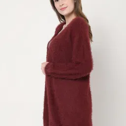 Vero Moda Maroon Self Design Cardigan image 3