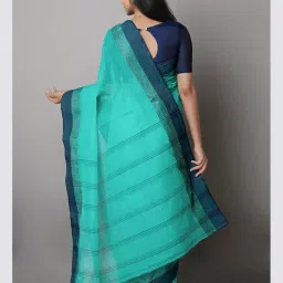Unnati Silks Turquoise Woven Saree With Blouse image 2