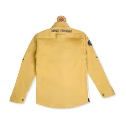 Cavio Boys Golden & White Cotton Color Block Full Sleeves Shirt image 2