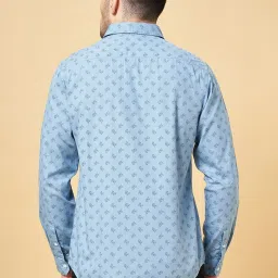 YU by Pantaloons Medium Blue Cotton Slim Fit Printed Shirt image 2