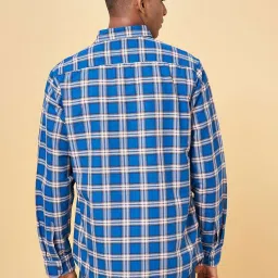 YU by Pantaloons Medium Blue Cotton Slim Fit Checks Shirt image 2