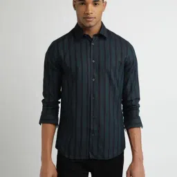 Calvin Klein Green Cotton Slim Fit Striped Shirt-picture-17