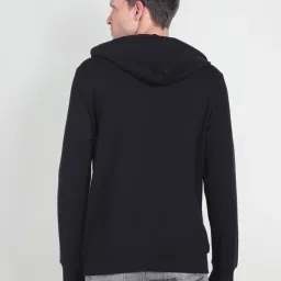 U.S. Polo Assn. Denim Co. Black Cotton Regular Fit Printed Hooded Sweatshirt image 2