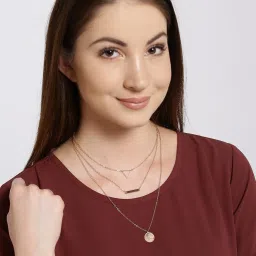 OOMPH Gold Link Chain Multi Layered Multi Strand Necklaces for Women - Set of 2 image 2