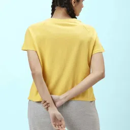 Ajile by Pantaloons Mustard Cotton Graphic Print Sport T-Shirt image 2