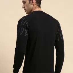 showoffff SHOWOFF Black Cotton Slim Fit Printed Sweatshirt image 2