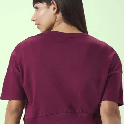 Ajile by Pantaloons Wine Cotton Printed Sports Top image 2