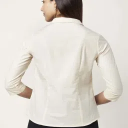 Annabelle by Pantaloons Beige Cotton Solid Shirt image 2