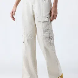 nuon women Nuon by Westside Beige Cargo-Style High-Rise Cotton Pants-picture-28