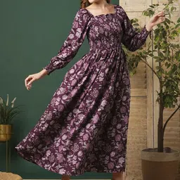 FIXOCRA Women Floral Printed A-Line Maxi Dress-picture-15
