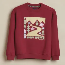 Allen Solly Girls Maroon Cotton Regular Fit Graphic Print Sweatshirt-image-65